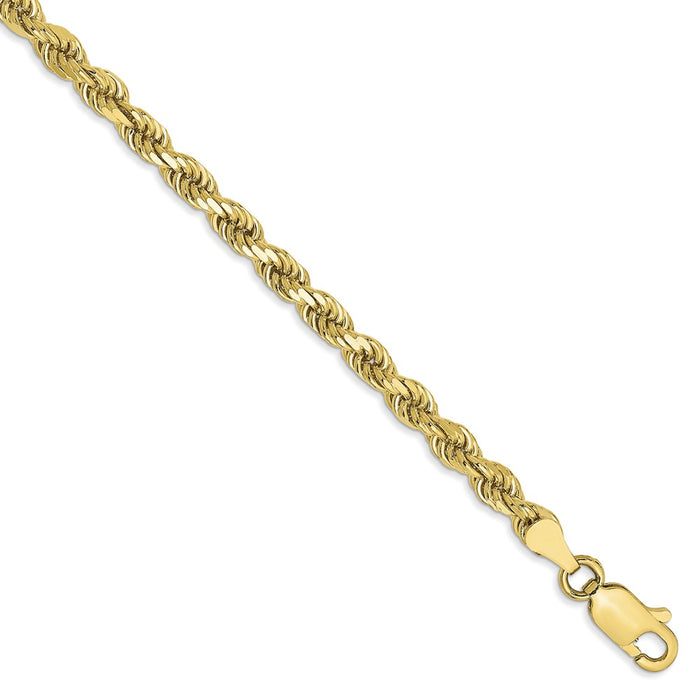 Million Charms 10k Yellow Gold 3.5mm Diamond-cut Rope Chain, Chain Length: 8 inches
