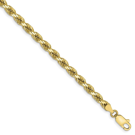 Million Charms 10k Yellow Gold 4mm Diamond-cut Rope Chain, Chain Length: 7 inches