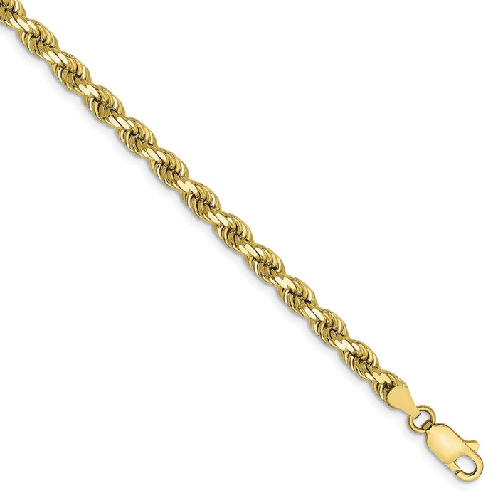 Million Charms 10k Yellow Gold 4mm Diamond-cut Rope Chain, Chain Length: 8 inches