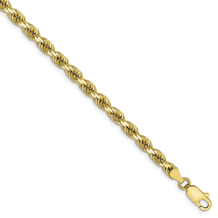 Million Charms 10k Yellow Gold 4mm Diamond-cut Rope Chain, Chain Length: 9 inches