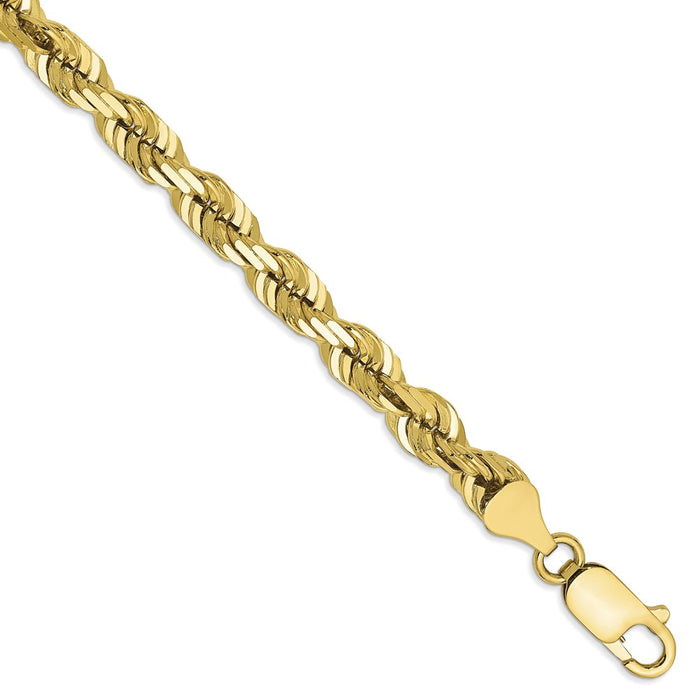 Million Charms 10k Yellow Gold 5.5mm Diamond-cut Rope Chain, Chain Length: 9 inches