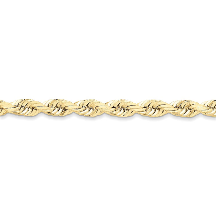 Million Charms 10k Yellow Gold 7mm Diamond-cut Rope Chain, Chain Length: 8 inches