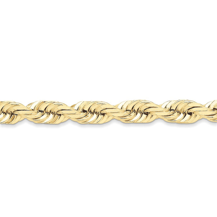 Million Charms 10k Yellow Gold 10mm Diamond-cut Rope Chain, Chain Length: 9 inches