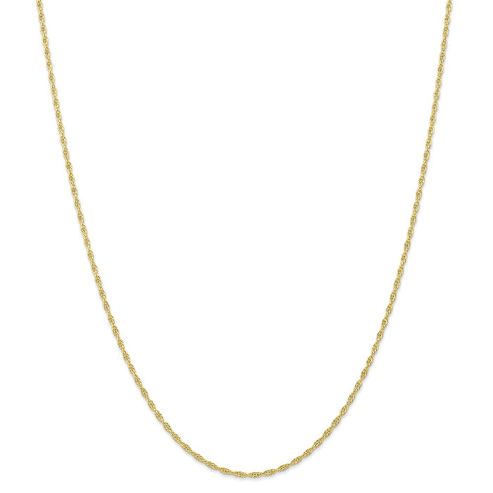 Million Charms 10k Yellow Gold, Necklace Chain, 1.55mm Carded Cable Rope Chain, Chain Length: 24 inches