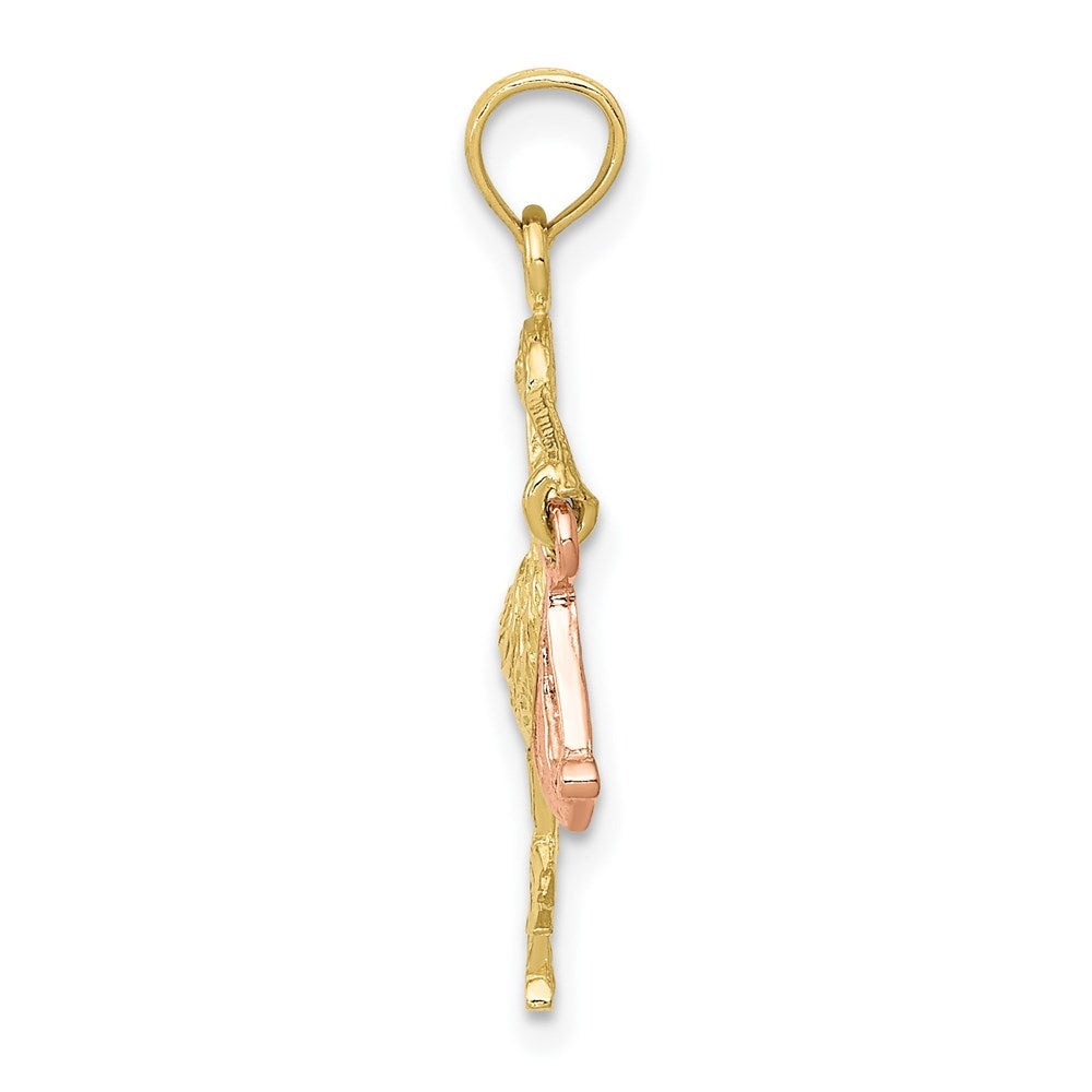 Million Charms 10K Rose & Yellow Gold Themed Stock With Dangling Baby Charm