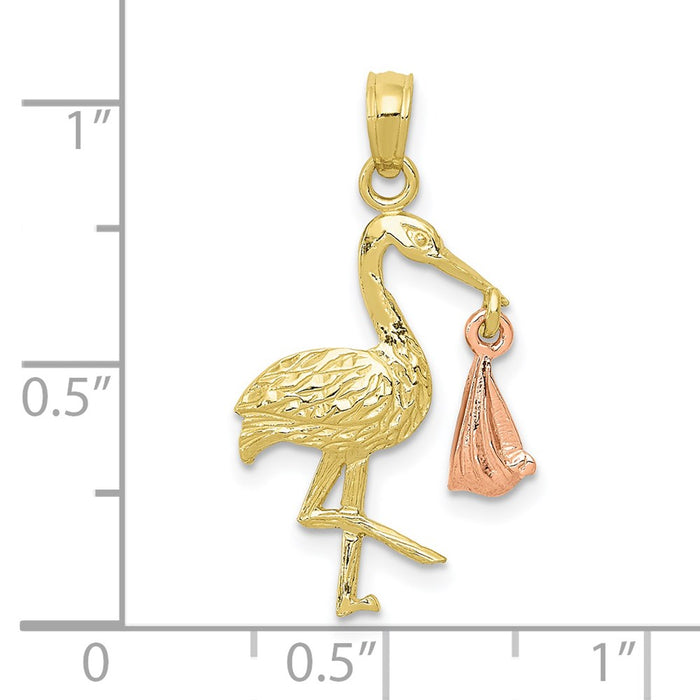 Million Charms 10K Rose & Yellow Gold Themed Stock With Dangling Baby Charm