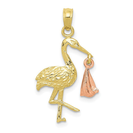 Million Charms 10K Rose & Yellow Gold Themed Stock With Dangling Baby Charm