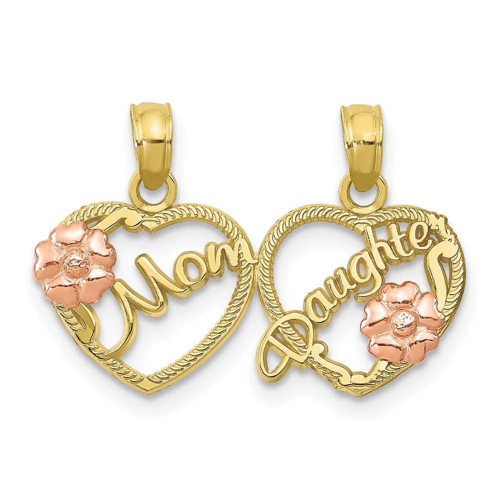 Million Charms 10K Two-Tone Mom - Daughter Breakable Hearts Pendant