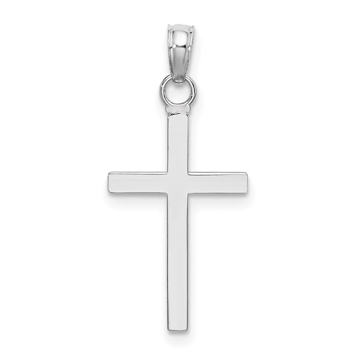 Million Charms 10K White Gold Themed 3-D Relgious Cross Pendant