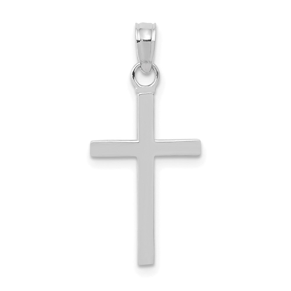 Million Charms 10K White Gold Themed 3-D Relgious Cross Pendant