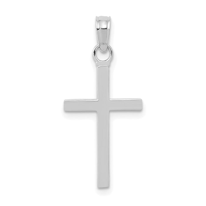 Million Charms 10K White Gold Themed 3-D Relgious Cross Pendant