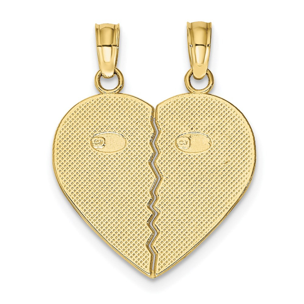 Million Charms 10K Yellow Gold Themed Best Friends Break-A-Part Heart Pendant