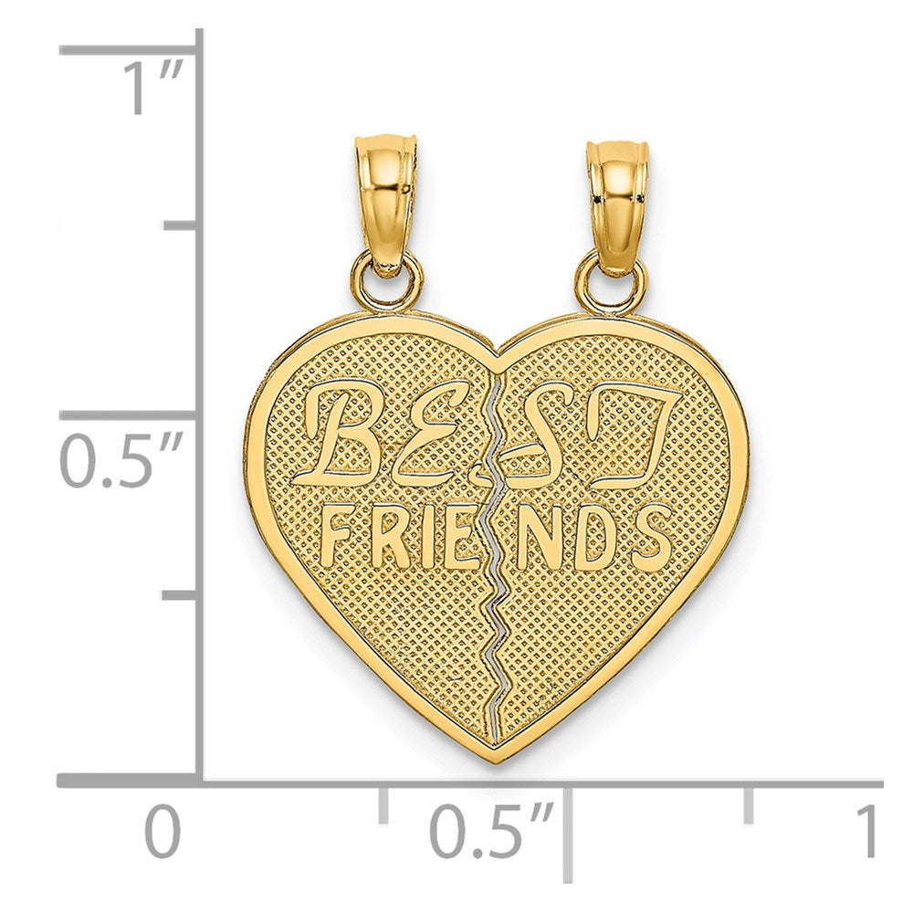 Million Charms 10K Yellow Gold Themed Best Friends Break-A-Part Heart Pendant