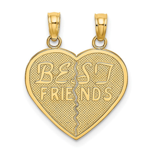 Million Charms 10K Yellow Gold Themed Best Friends Break-A-Part Heart Pendant