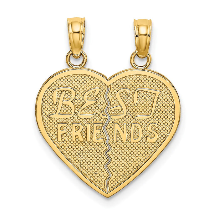 Million Charms 10K Yellow Gold Themed Best Friends Break-A-Part Heart Pendant