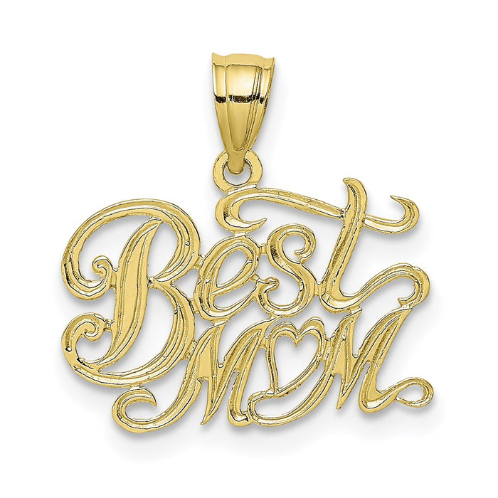 Million Charms 10K Yellow Gold Themed Best Mom Pendant
