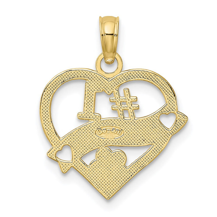 Million Charms 10K Yellow Gold Themed #1 Wife Heart Pendant