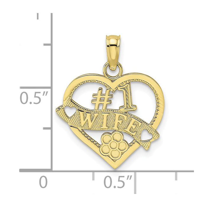 Million Charms 10K Yellow Gold Themed #1 Wife Heart Pendant