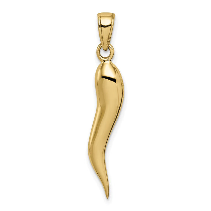 Million Charms 10K Yellow Gold Themed Large Italian Horn Pendant