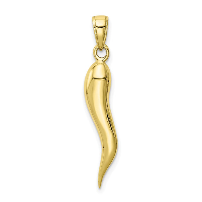 Million Charms 10K Yellow Gold Themed Large Italian Horn Pendant