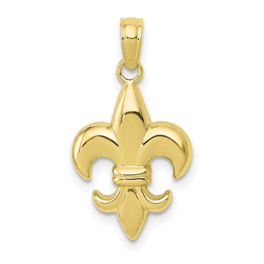 Million Charms 10K Yellow Gold Themed Fleur De Lis Pendant