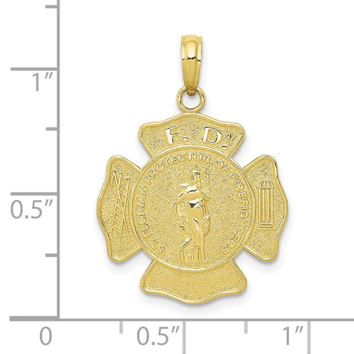 Million Charms 10K Yellow Gold Themed Religious Saint Florian Protect Us/Fire Dept. Pendant