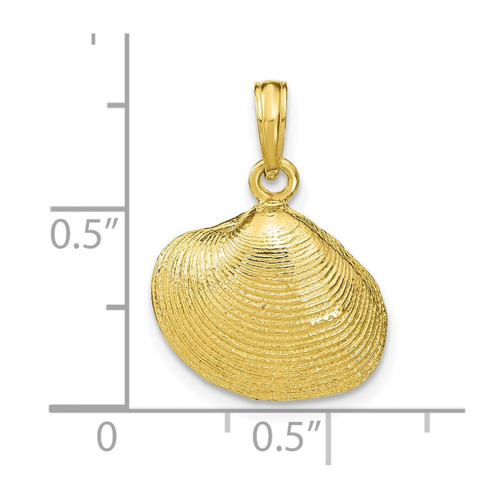 Million Charms 10K Yellow Gold Themed Medium Clam Shell Pendant