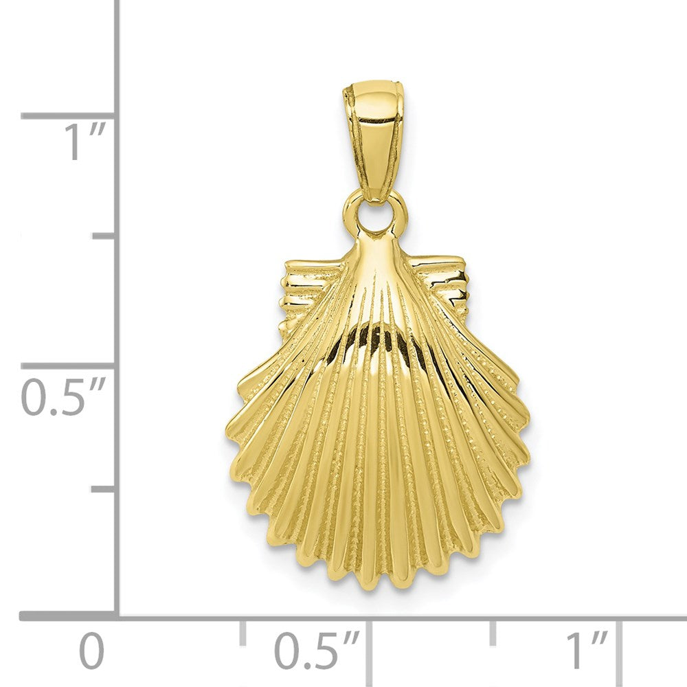 Million Charms 10K Yellow Gold Themed Scallop Shell Pendant