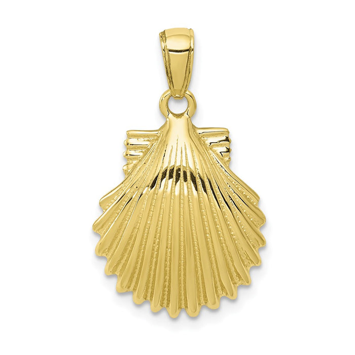 Million Charms 10K Yellow Gold Themed Scallop Shell Pendant