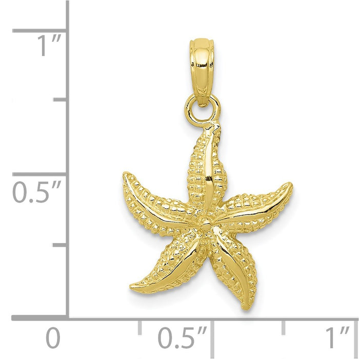 Million Charms 10K Yellow Gold Themed Nautical Starfish Pendant