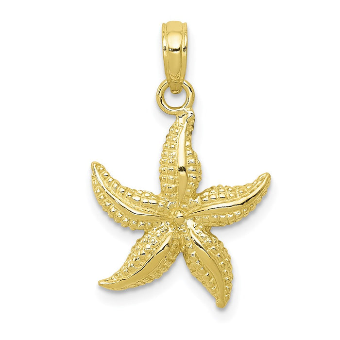 Million Charms 10K Yellow Gold Themed Nautical Starfish Pendant