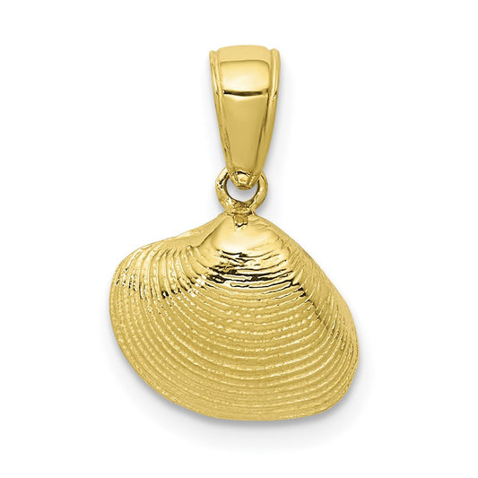 Million Charms 10K Yellow Gold Themed Small Clam Shell Pendant