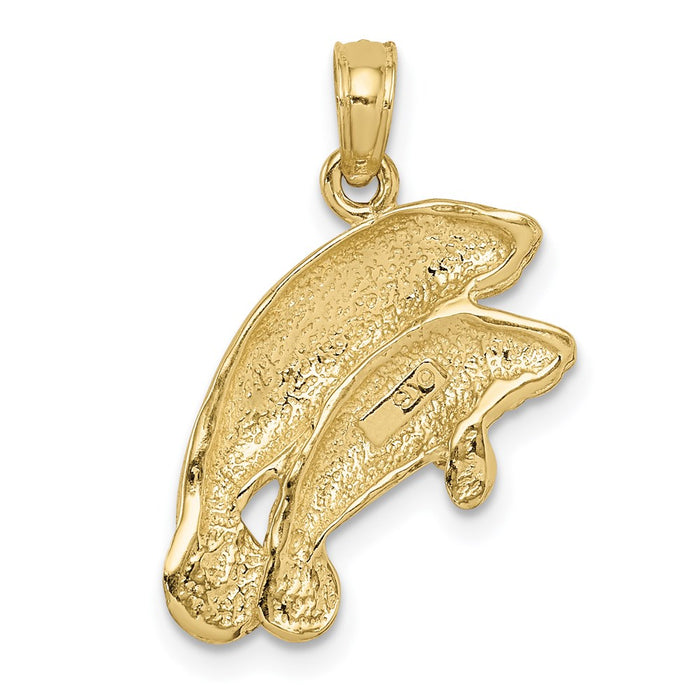 Million Charms 10K Yellow Gold Themed Double Manatee Pendant