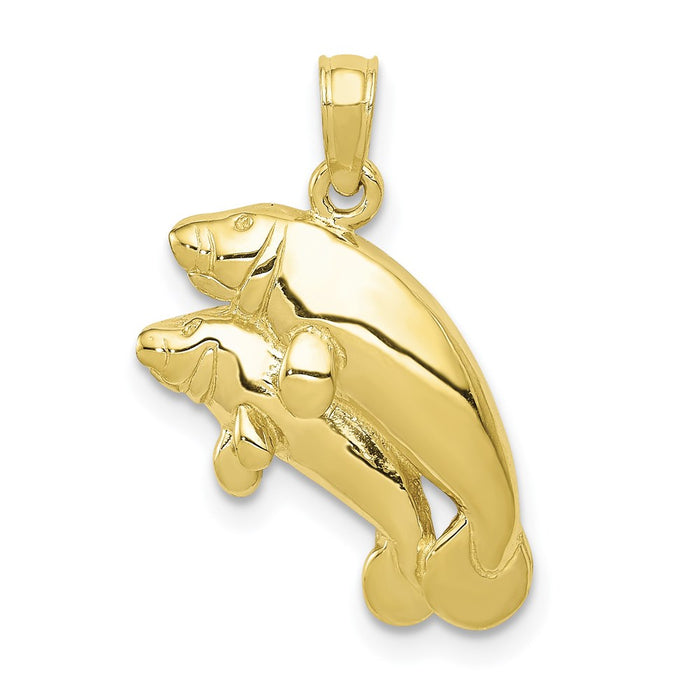 Million Charms 10K Yellow Gold Themed Double Manatee Pendant