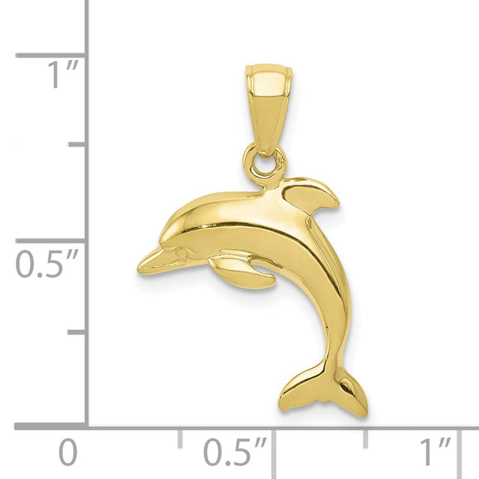 Million Charms 10K Yellow Gold Themed Dolphin Pendant