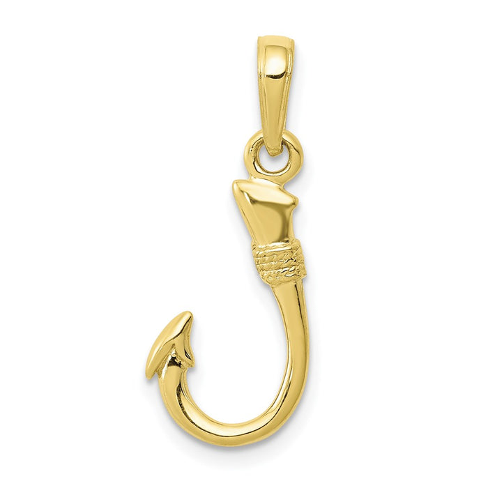 Million Charms 10K Yellow Gold Themed Fish Hook Pendant