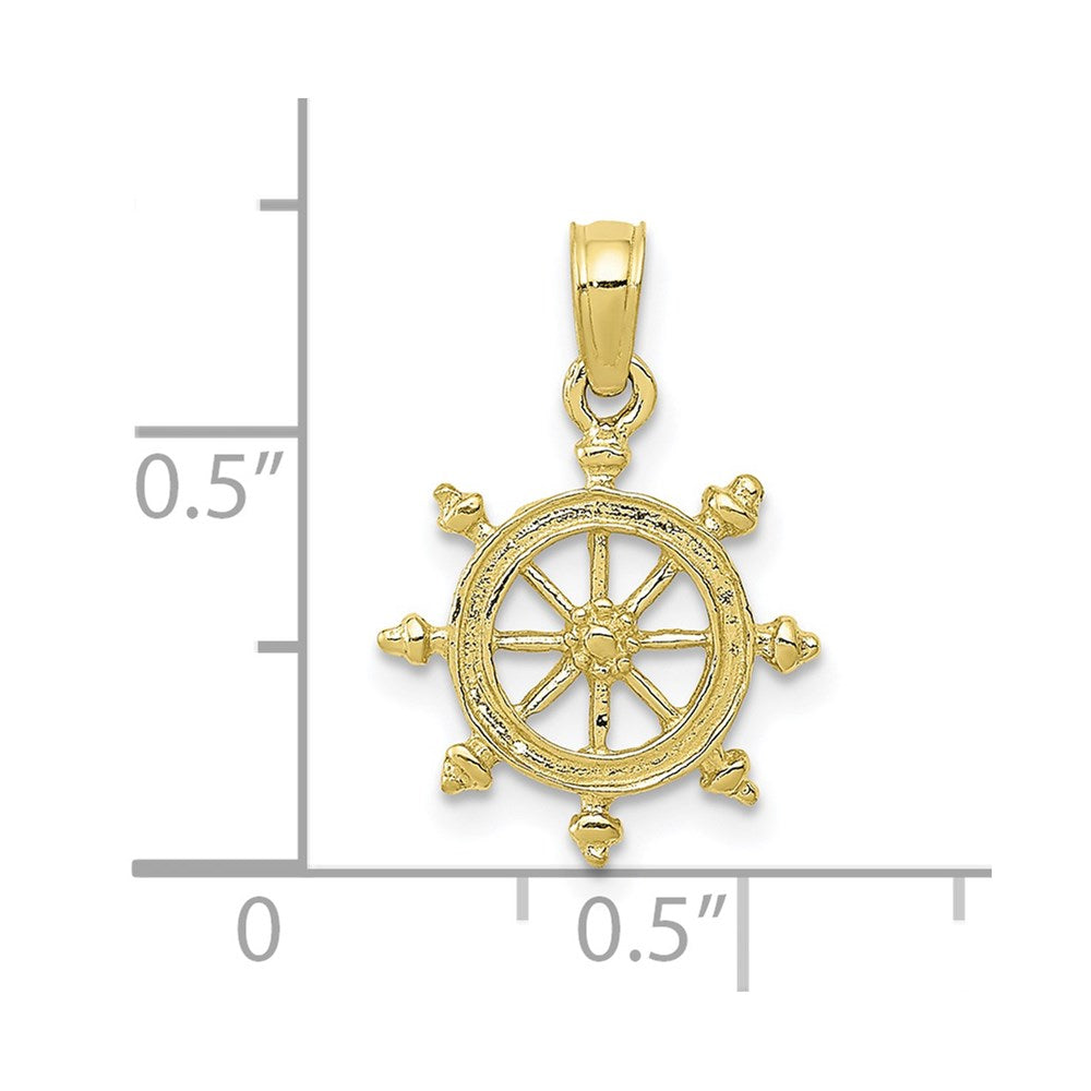 Million Charms 10K Yellow Gold Themed Ship Wheel Pendant