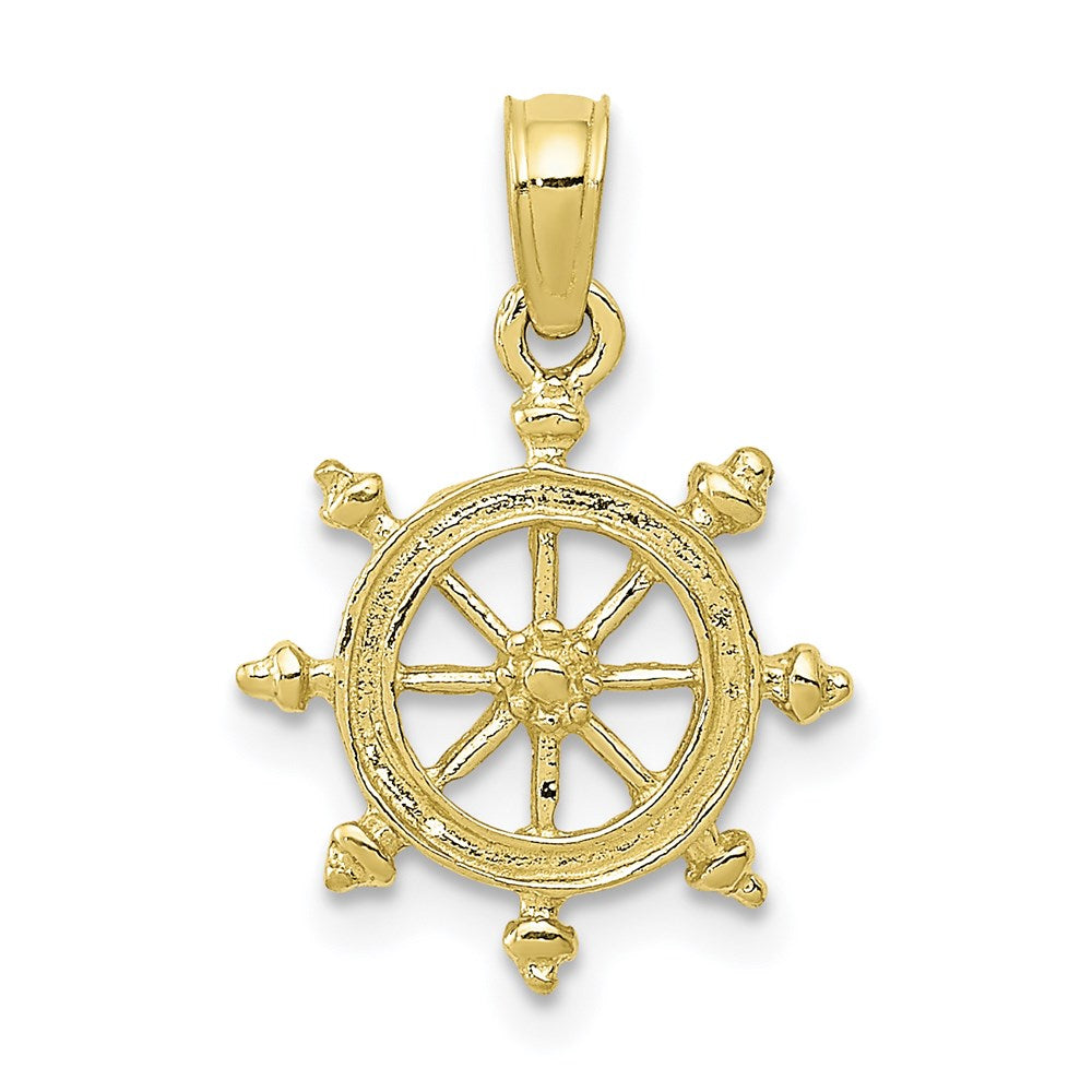 Million Charms 10K Yellow Gold Themed Ship Wheel Pendant