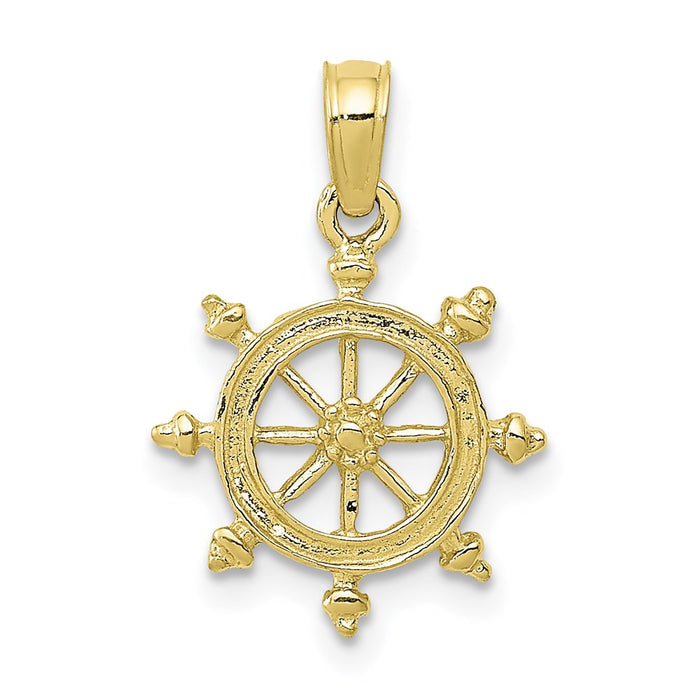 Million Charms 10K Yellow Gold Themed Ship Wheel Pendant