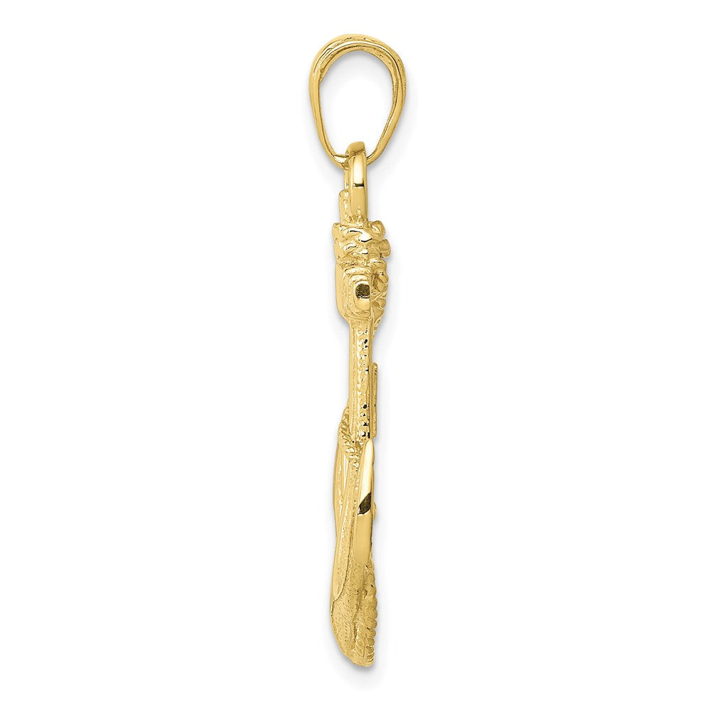 Million Charms 10K Yellow Gold Themed Nautical Anchor With Rope Pendant