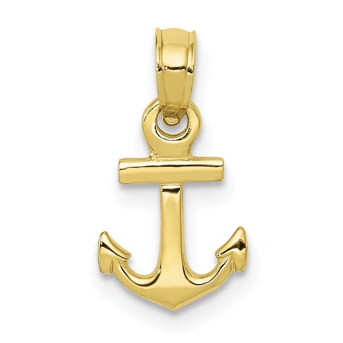 Million Charms 10K Yellow Gold Themed Mini Nautical Anchor Pendant