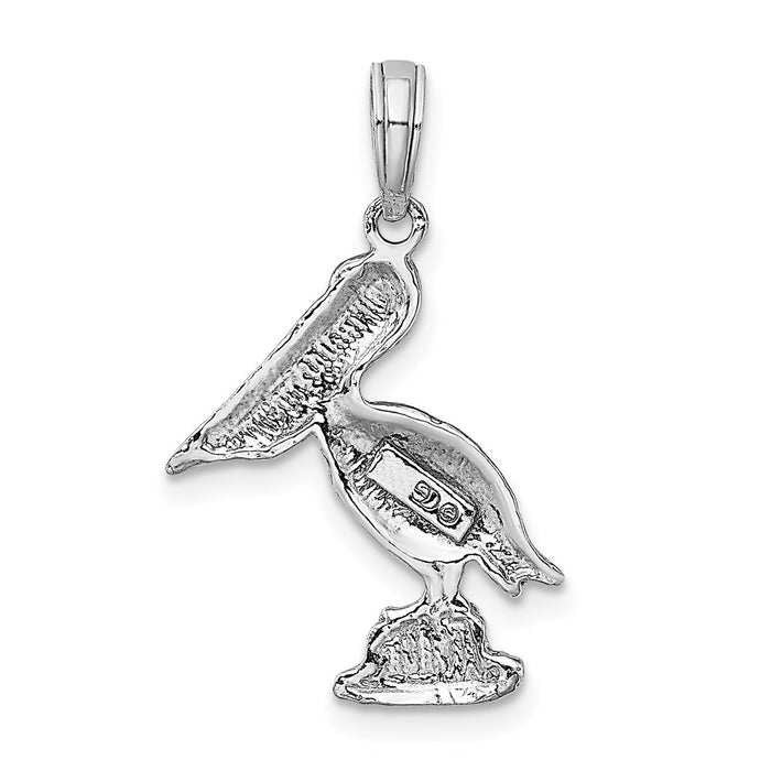 Million Charms 10K White Gold Themed Pelican Pendant