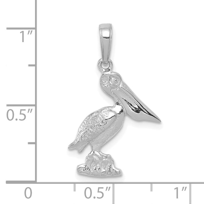 Million Charms 10K White Gold Themed Pelican Pendant