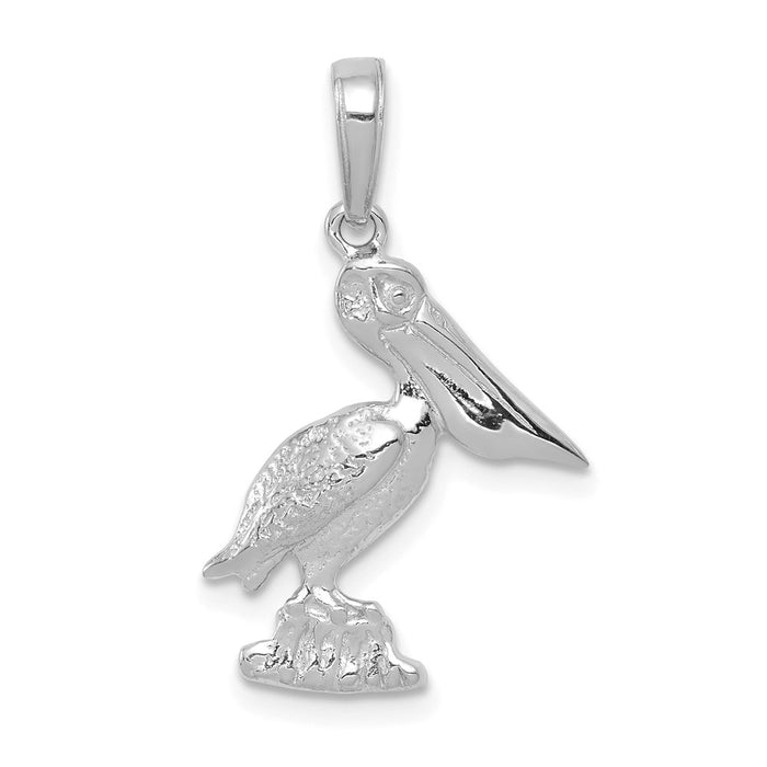 Million Charms 10K White Gold Themed Pelican Pendant