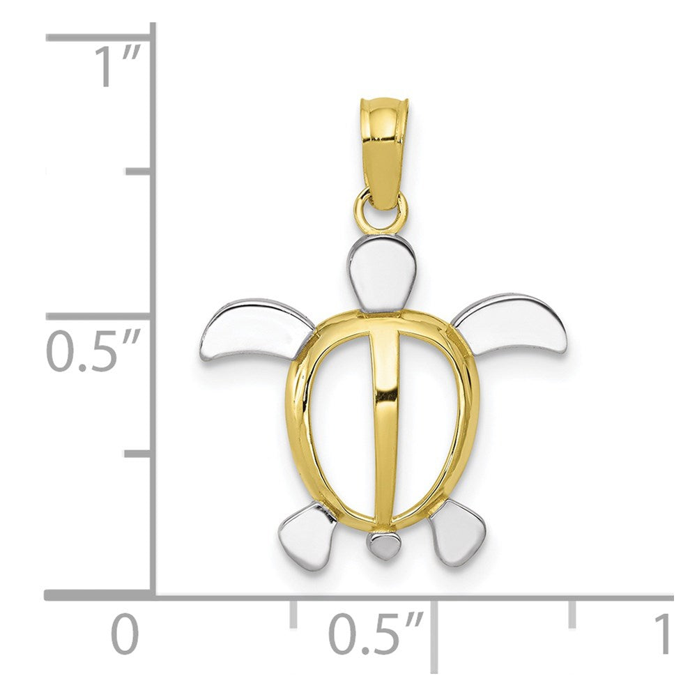 Million Charms 10K Yellow Gold Themed, Rhodium-plated Turtle Pendant