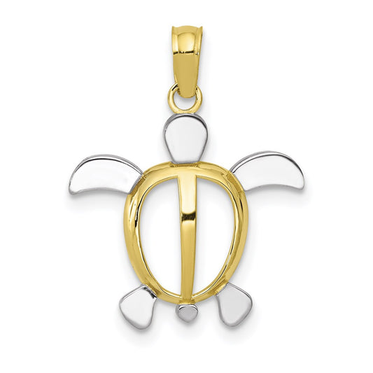 Million Charms 10K Yellow Gold Themed, Rhodium-plated Turtle Pendant