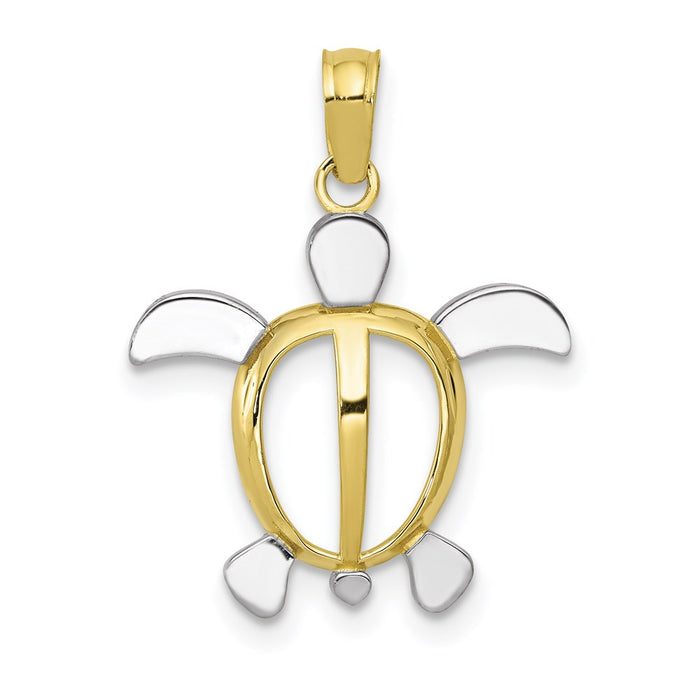 Million Charms 10K Yellow Gold Themed, Rhodium-plated Turtle Pendant