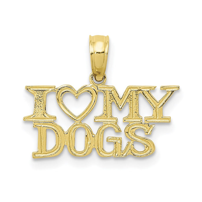 Million Charms 10K Yellow Gold Themed I Heart My Dogs Pendant