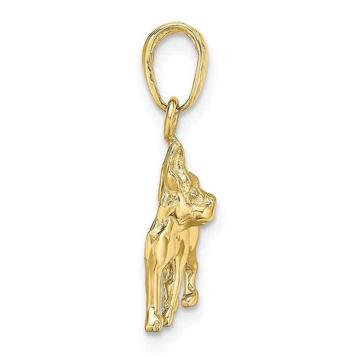 Million Charms 10K Yellow Gold Themed Boston Terrier Dog Pendant