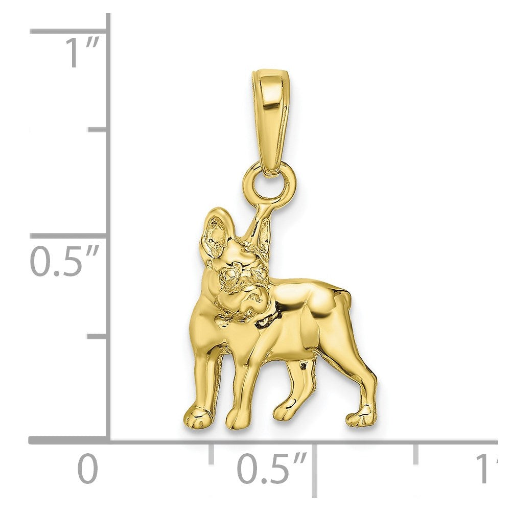 Million Charms 10K Yellow Gold Themed Boston Terrier Dog Pendant